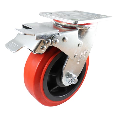 EHI 150MM RED PU/NYLON SWIVEL T/L 